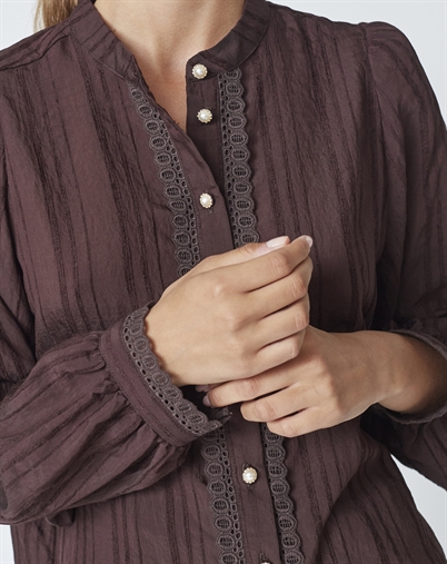 Co'Couture - Kesi CC Lace Skjorte - Dark Brown